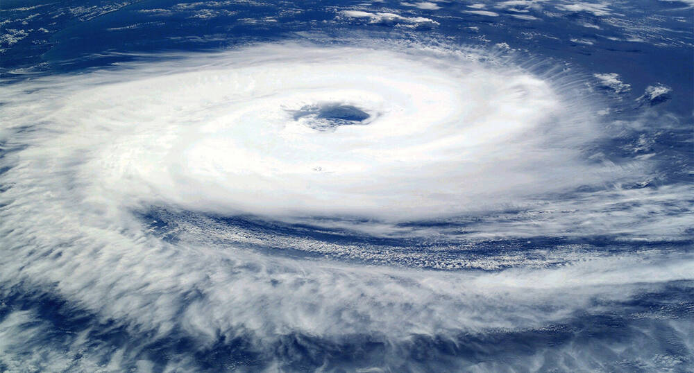 The eye of a hurricane from space.