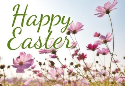 Happy Easter purple wildflower background